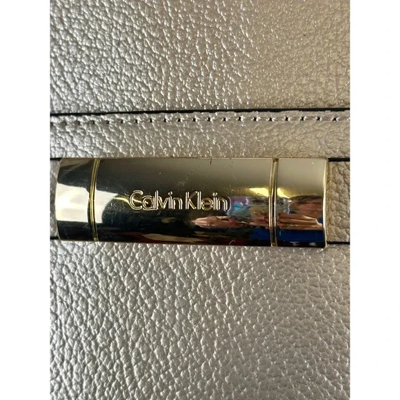 Calvin Klein Gold Metallic Pebbled Leather Satchel Crossbody Bag Convertible - Picture 5 of 16